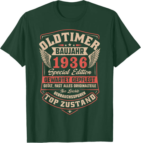 90th Birthday 90 Years 1936 Vintage Decorative Funny Gift T-Shirt - T-Shirt | Forest