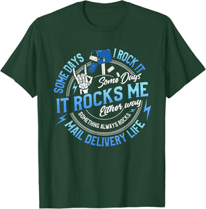 Mail Carrier Monday Face Funny Postal Worker Mailman T-Shirt - T-Shirt | Forest
