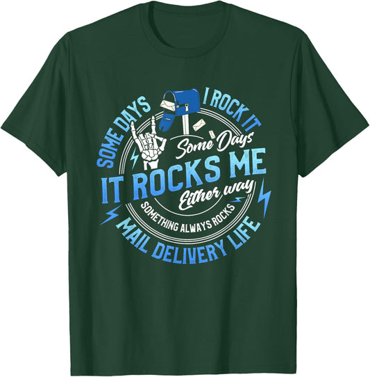 Mail Carrier Monday Face Funny Postal Worker Mailman T-Shirt - T-Shirt | Forest