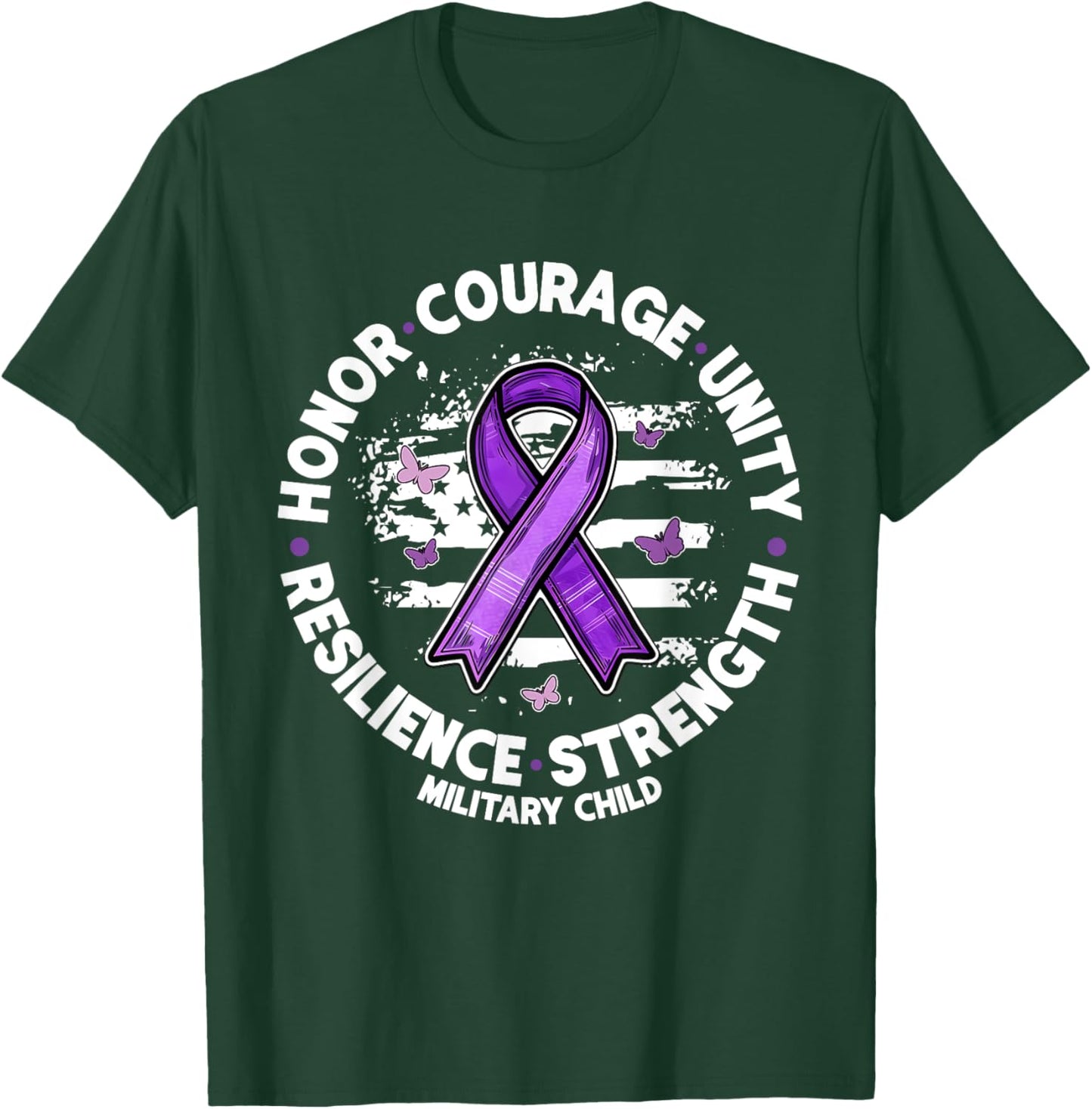 Honor Courage Unity Strength Resilience Military Child T-Shirt - T-Shirt | Forest