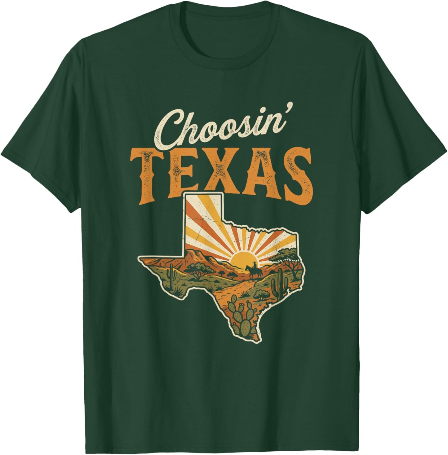 Choosin' Texas Vintage Western State Map Design T-Shirt - T-Shirt | Forest