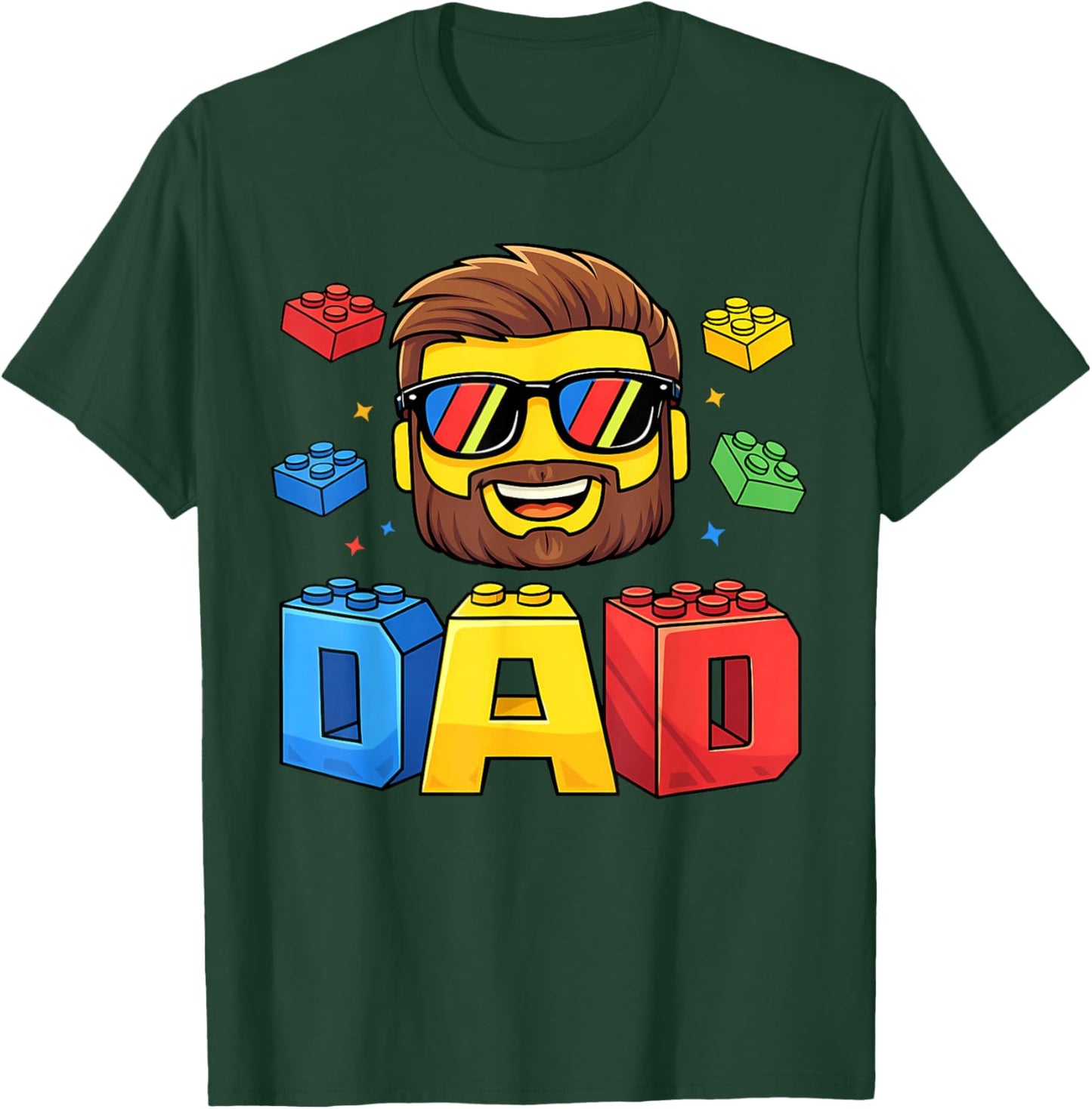 Builder Building Bricks Blocks Family Dad Master Fathers Day T-Shirt - T-Shirt | Forest