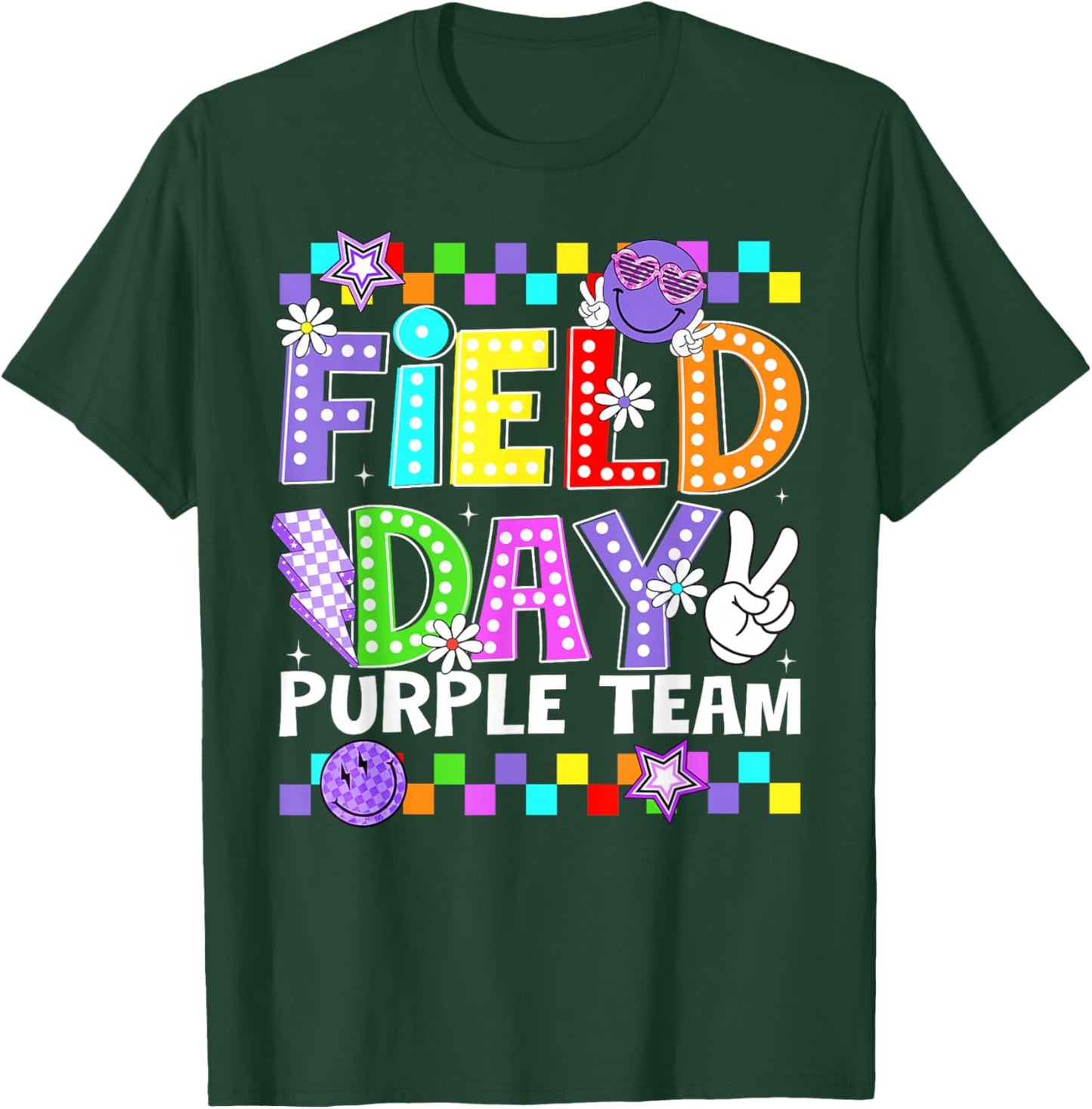 Field Day Purple Team Lightning Peace Sign Men Women Kid T-Shirt - T-Shirt | Forest