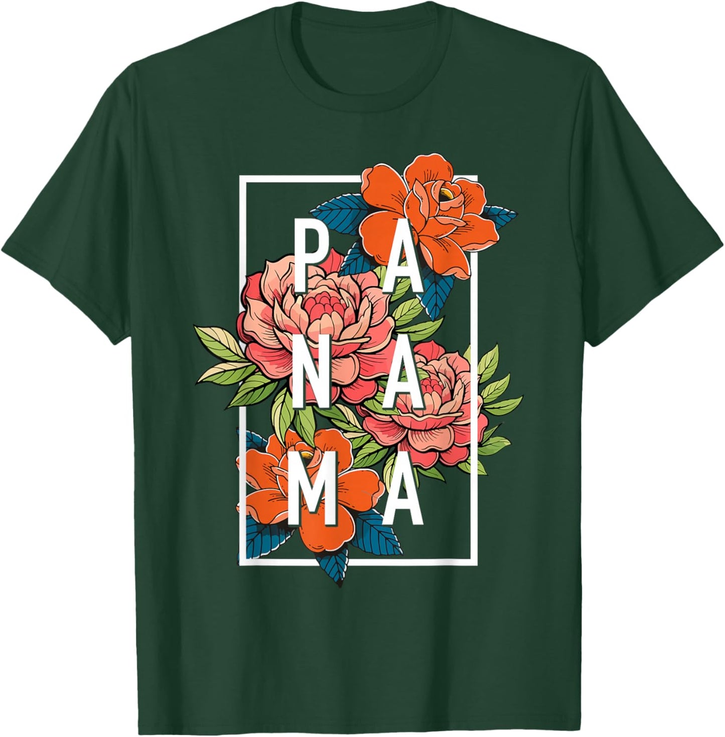 Panama Flowers Roses Pride Floral Souvenir T-Shirt - T-Shirt | Forest