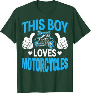 This Boy Loves Motorcycles Motorcycling Bike Rider Biker Men T-Shirt - T-Shirt | Forest