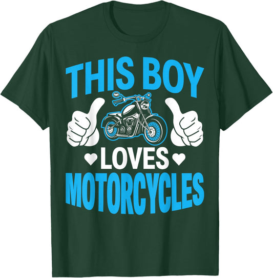 This Boy Loves Motorcycles Motorcycling Bike Rider Biker Men T-Shirt - T-Shirt | Forest