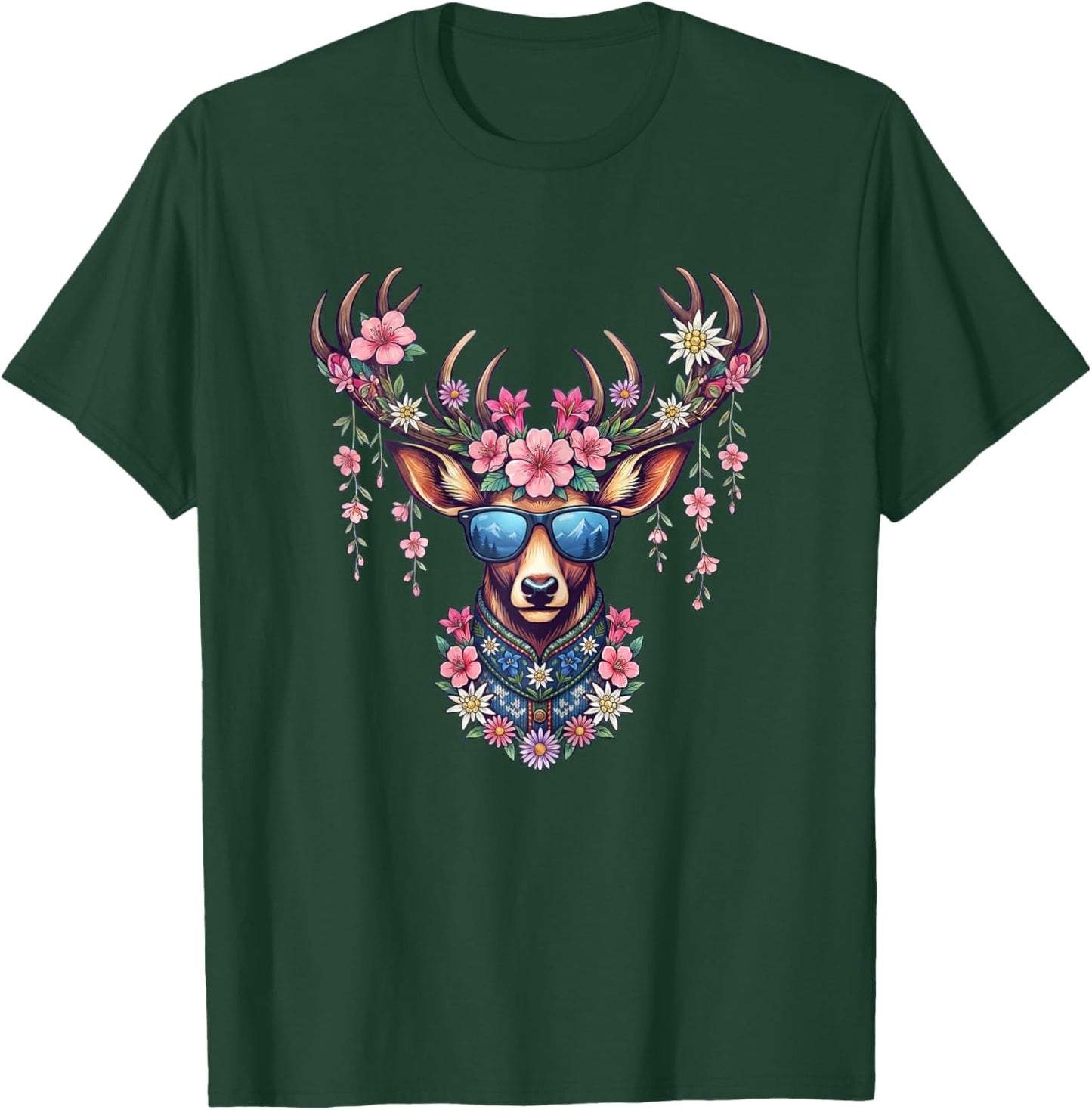 Trachtenshirt Damen Trachten Hirsch weiß Dirndl T-Shirt - T-Shirt | Forest