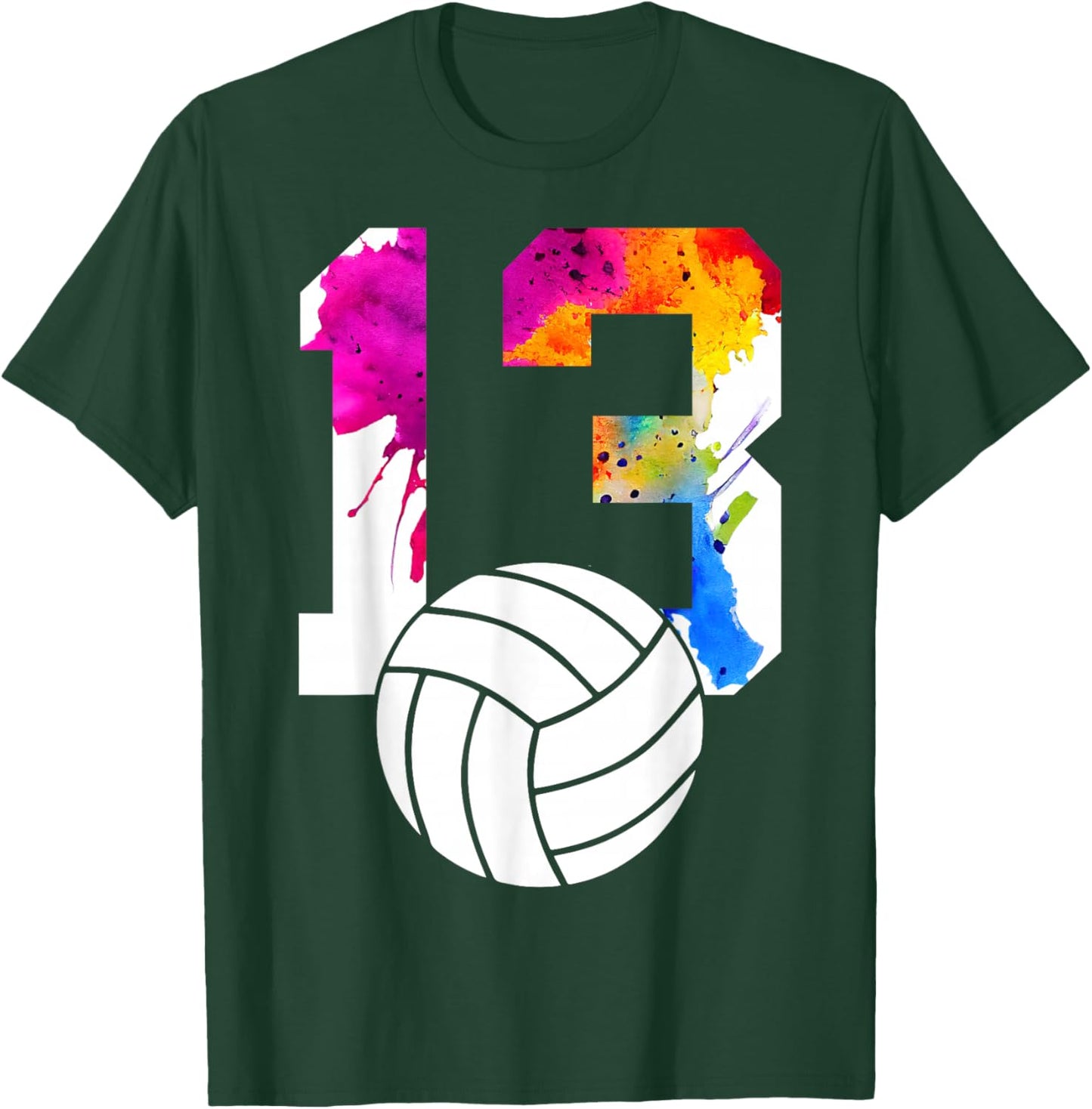 Number 13 Volleyball 13th Birthday T-Shirt - T-Shirt | Forest