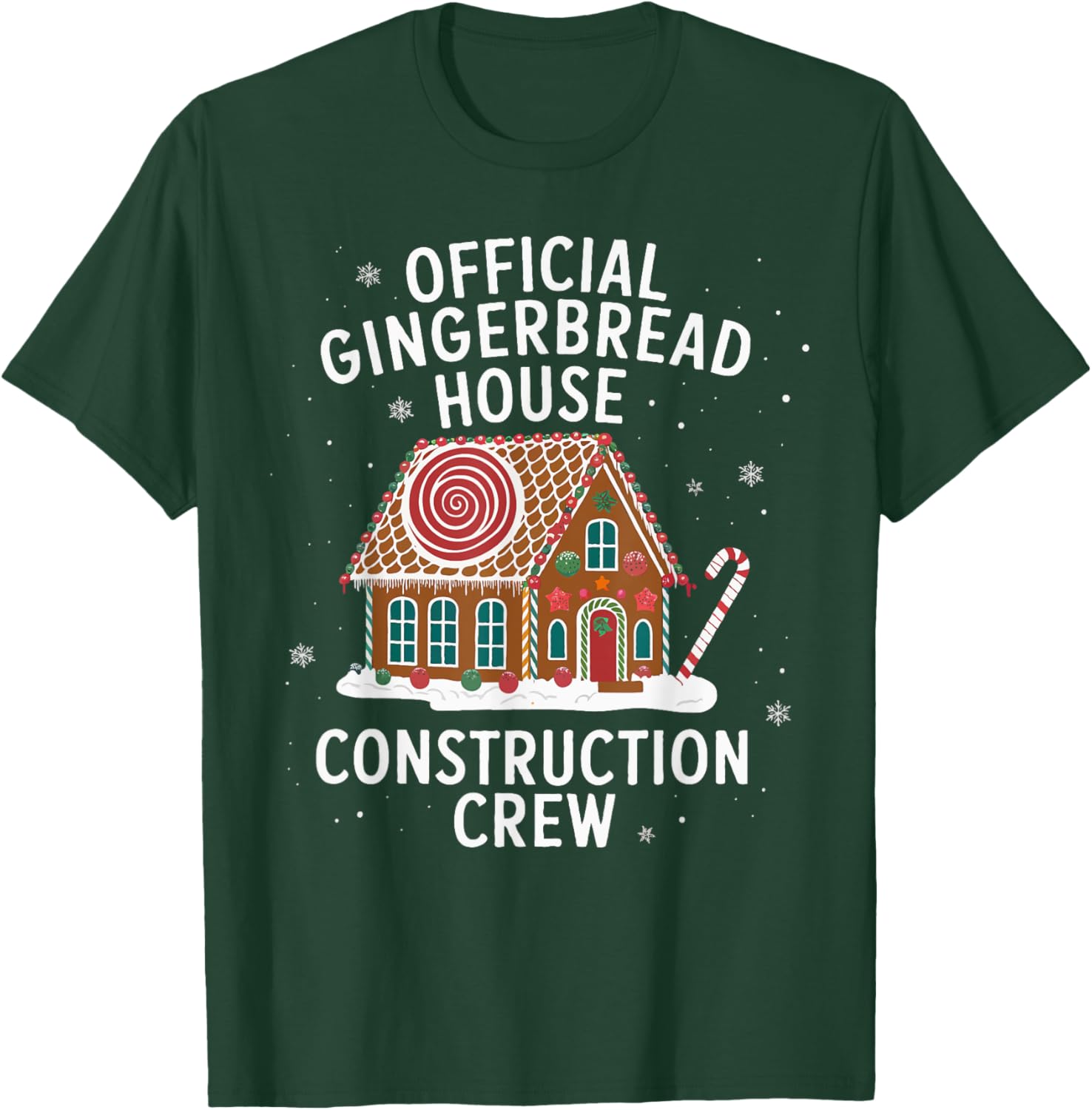 Official Gingerbread House Construction Crew Funny Xmas T-Shirt - T-Shirt | Forest