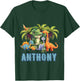 Kids ANTHONY Name Dinosaur Themed Baby Boy Toddler Cute Fun T-Shirt - T-Shirt | Forest