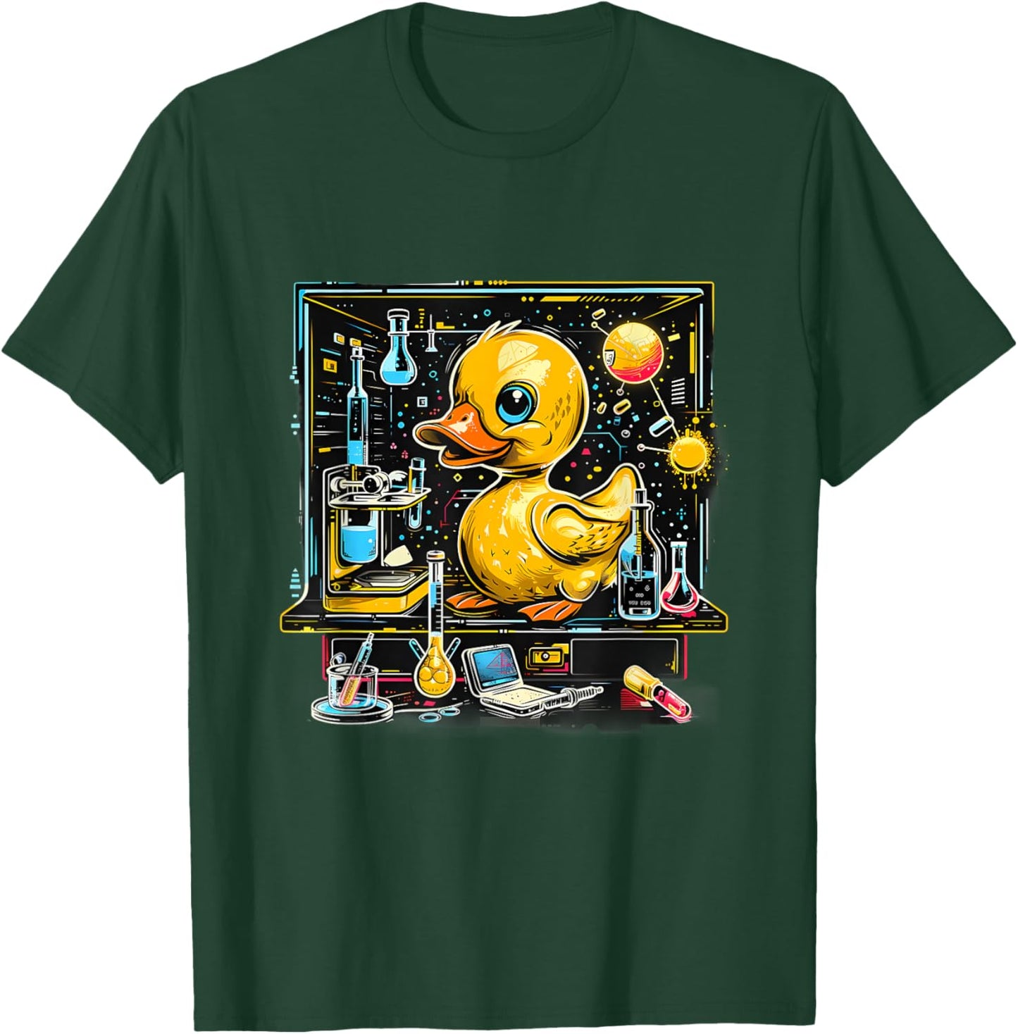 Rubber Duck Science Chemists Physics Teacher Rubber Duckie Women Kids T-Shirt - T-Shirt | Forest