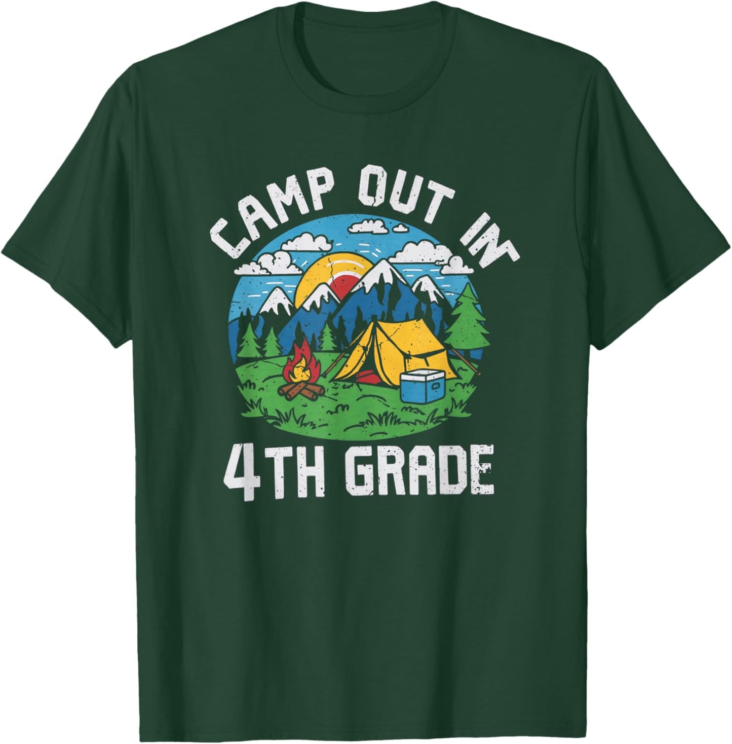 Camp out In 4th Grade Funny Camping Lovers Back to School T-Shirt - T-Shirt | Forest