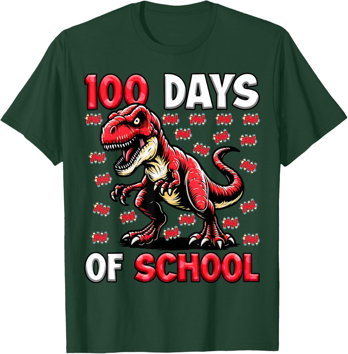 100 Days of School T-Rex Kids Boys 100th Day of School T-Shirt - T-Shirt | Forest