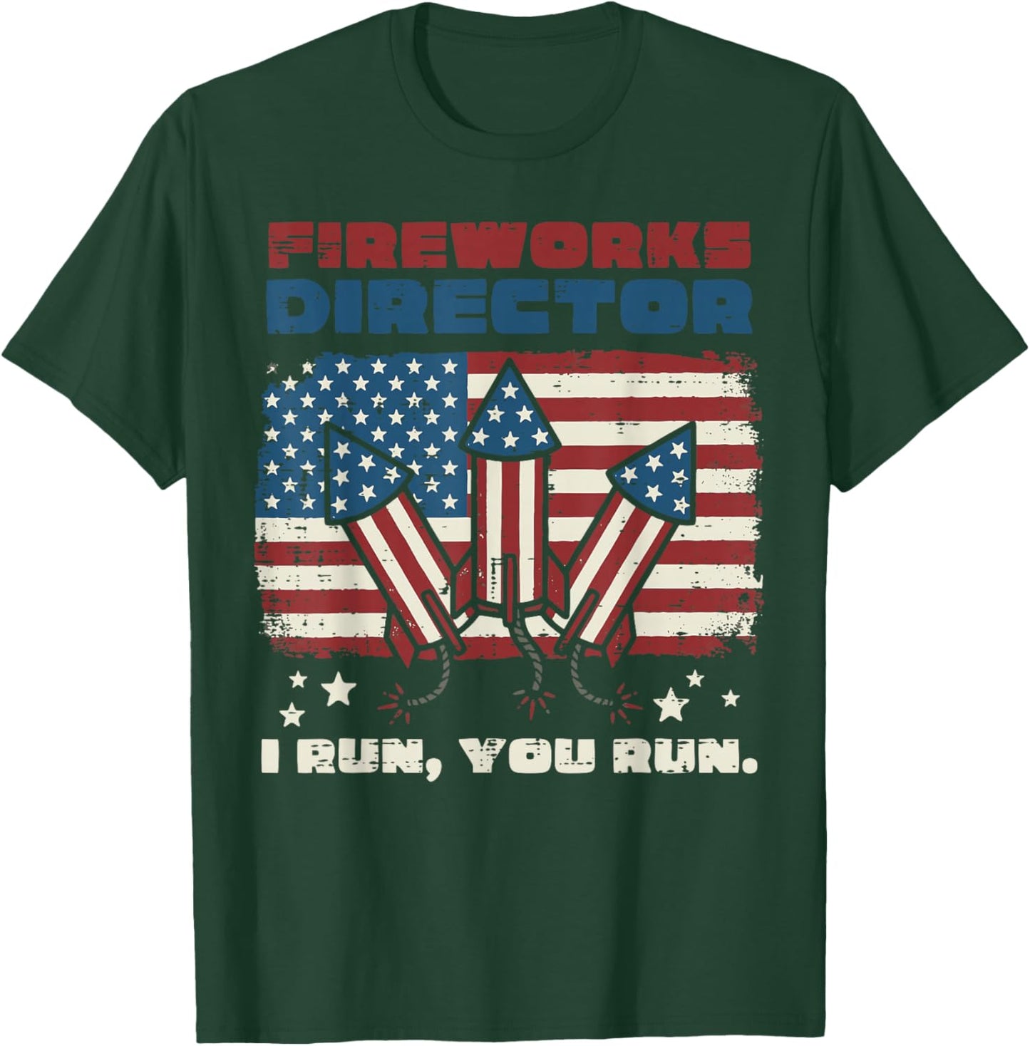 4th of July Fireworks Director US Flag Patriotic Men Women T-Shirt - T-Shirt | Forest