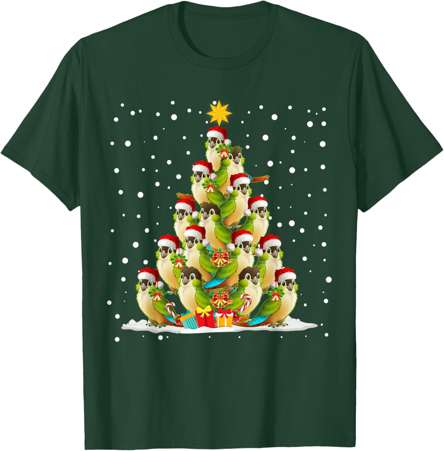 Green Cheek Conure Parrot Christmas Ornament Tree T-Shirt - T-Shirt | Forest