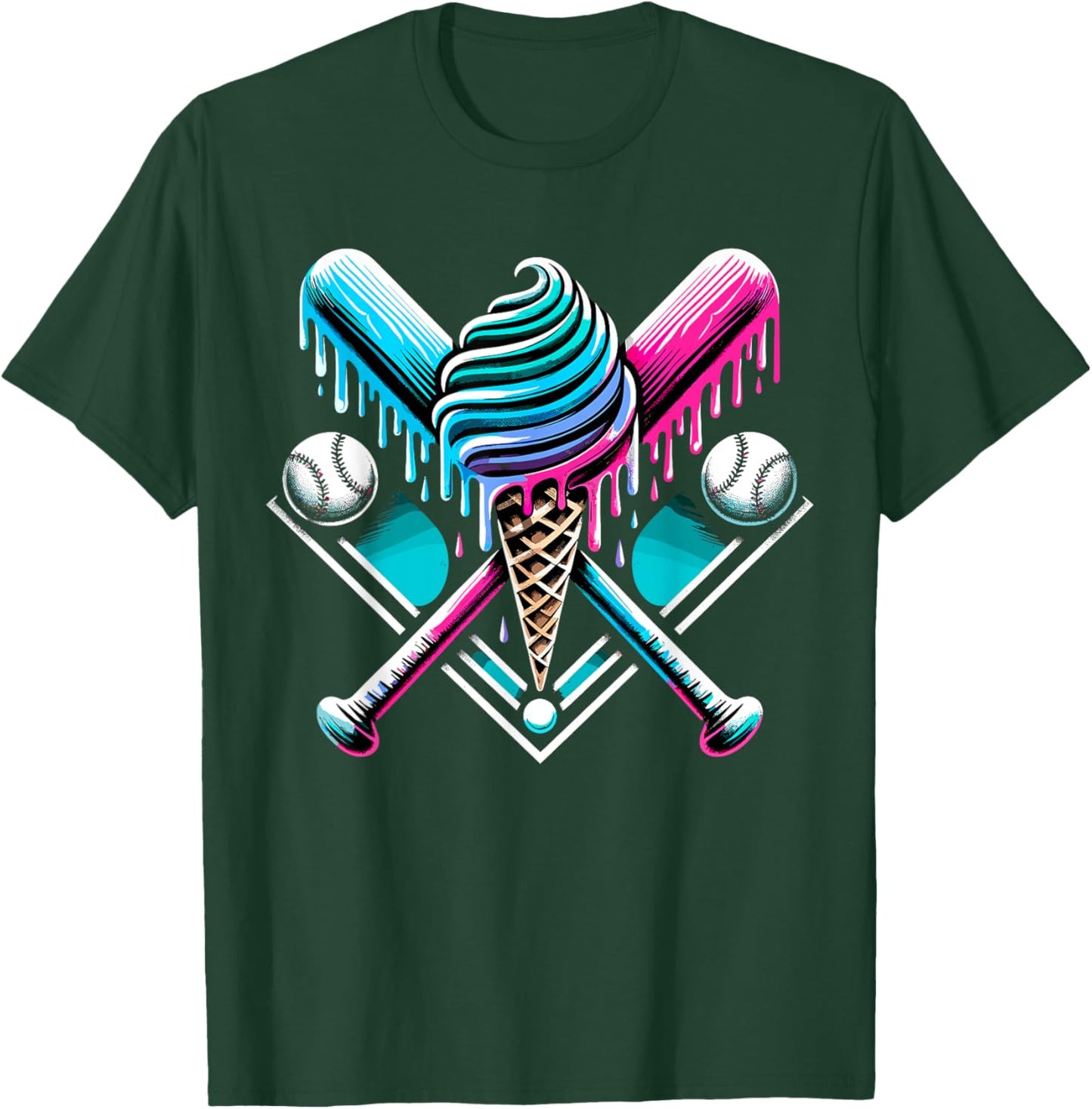 Drip Baseball Bat Dripping Lover T-Shirt - T-Shirt | Forest