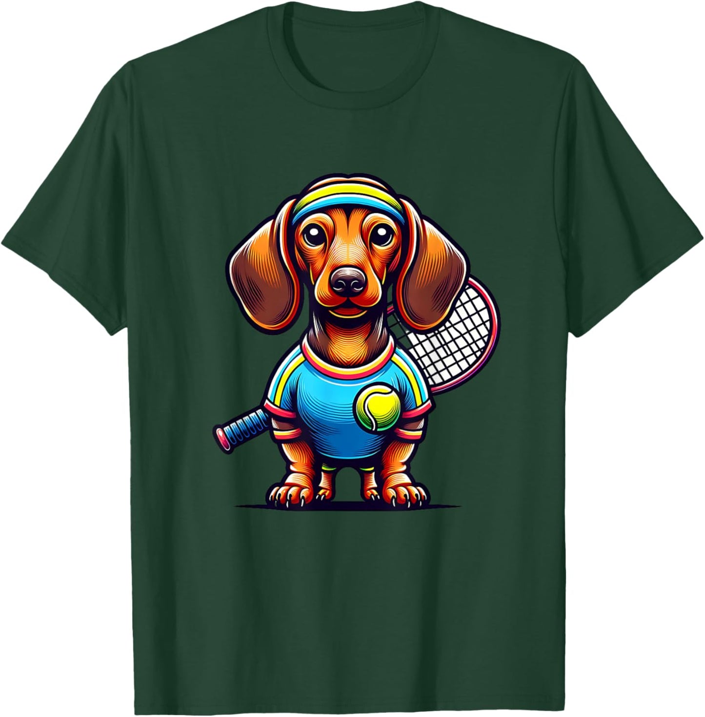 Dachshund Wiener Dog Tennis Player Dog Owner Men Women Kids T-Shirt - T-Shirt | Forest