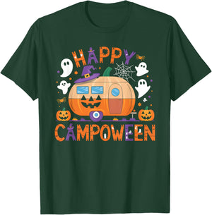 Happy Camp-O-Ween Halloween Camping Ghosts and Campfires T-Shirt - T-Shirt | Forest