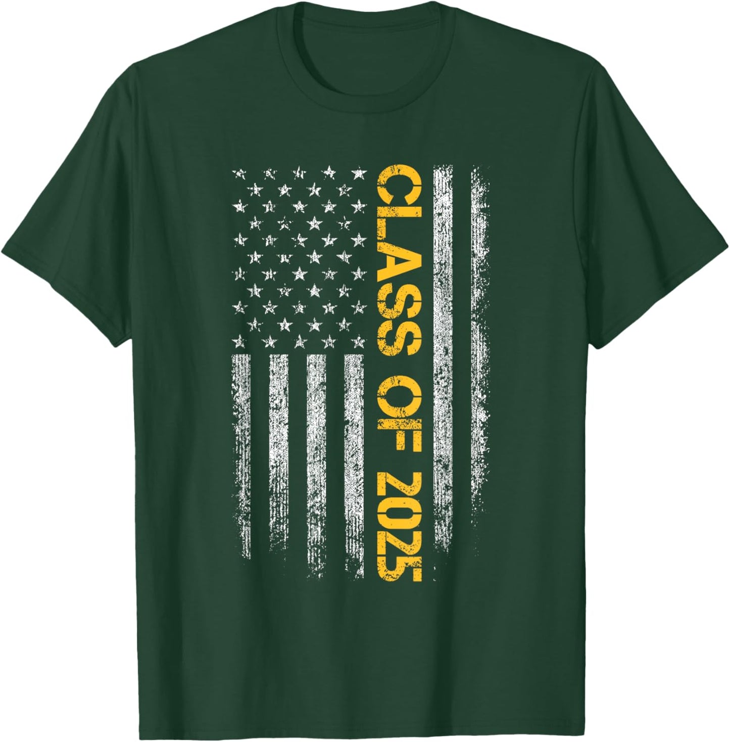 Senior Class Of 2025 Patriotic American Flag Graduation T-Shirt - T-Shirt | Forest