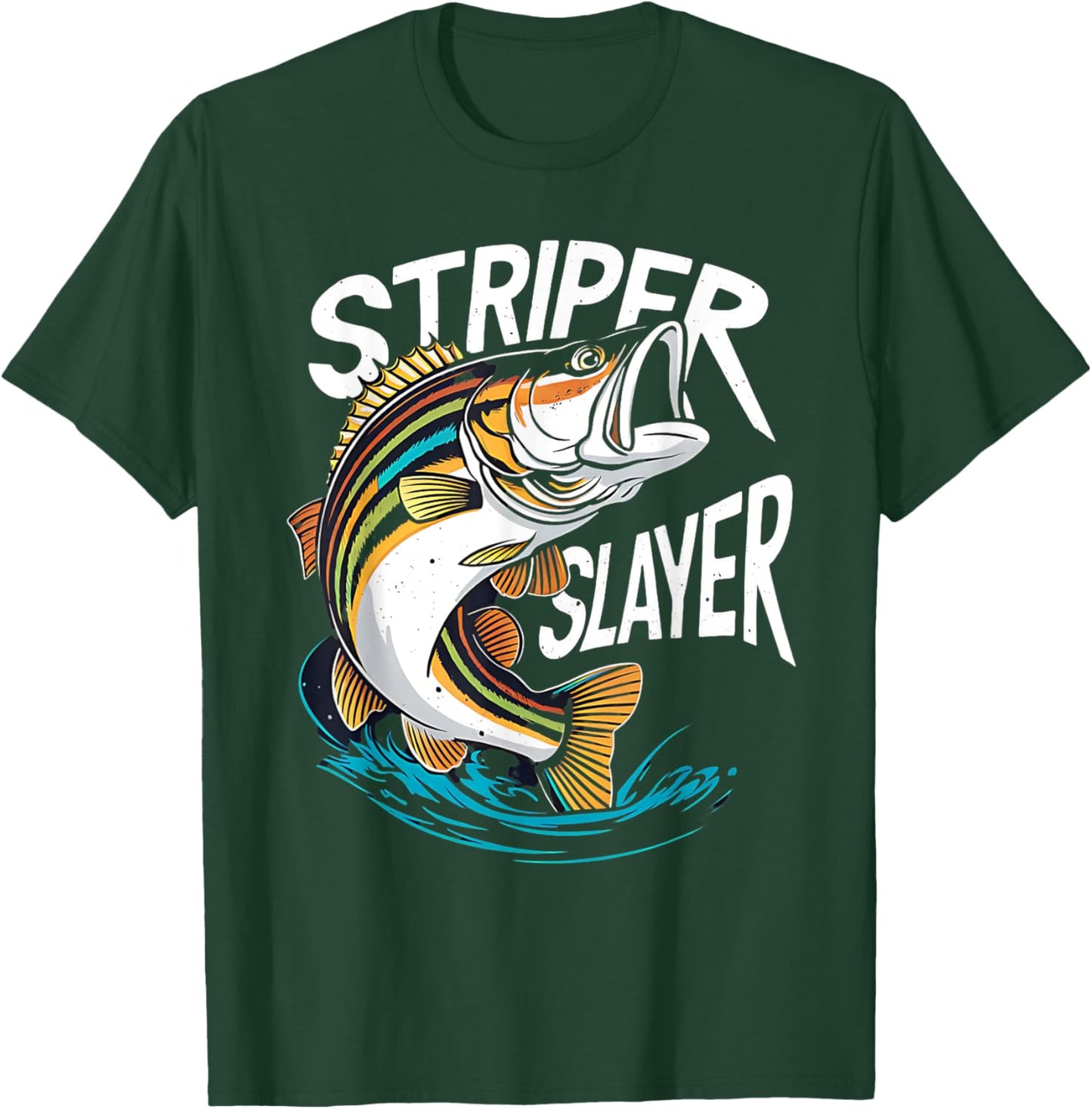 Striper Slayer Striped Bass Fishing Striper Fish T-Shirt - T-Shirt | Forest