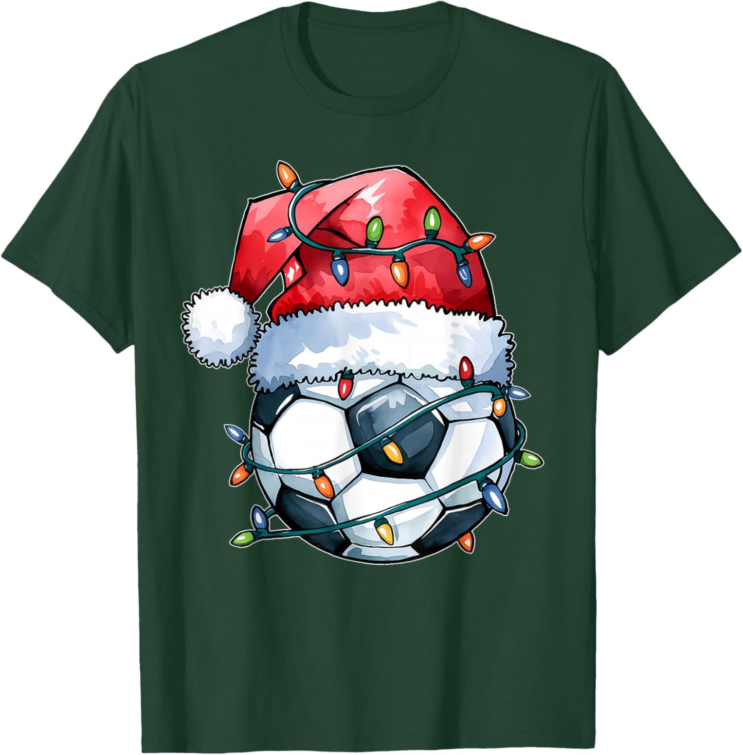 Soccer Christmas Shirt Funny Holiday Soccer Xmas Santa Hat T-Shirt - T-Shirt | Forest
