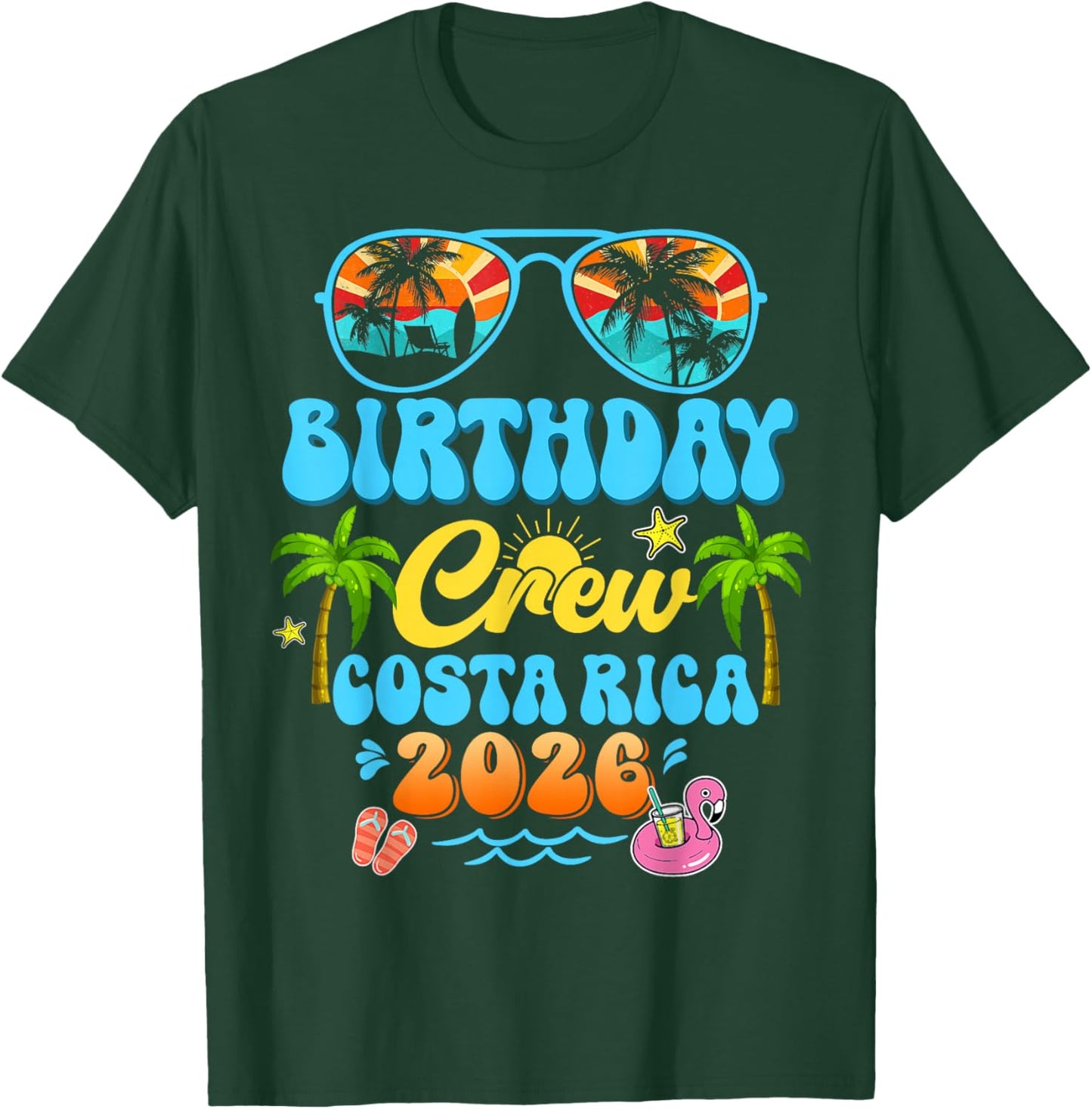 Costa Rica Birthday Crew Vacation Cruise 2026 Summer Trip T-Shirt - T-Shirt | Forest