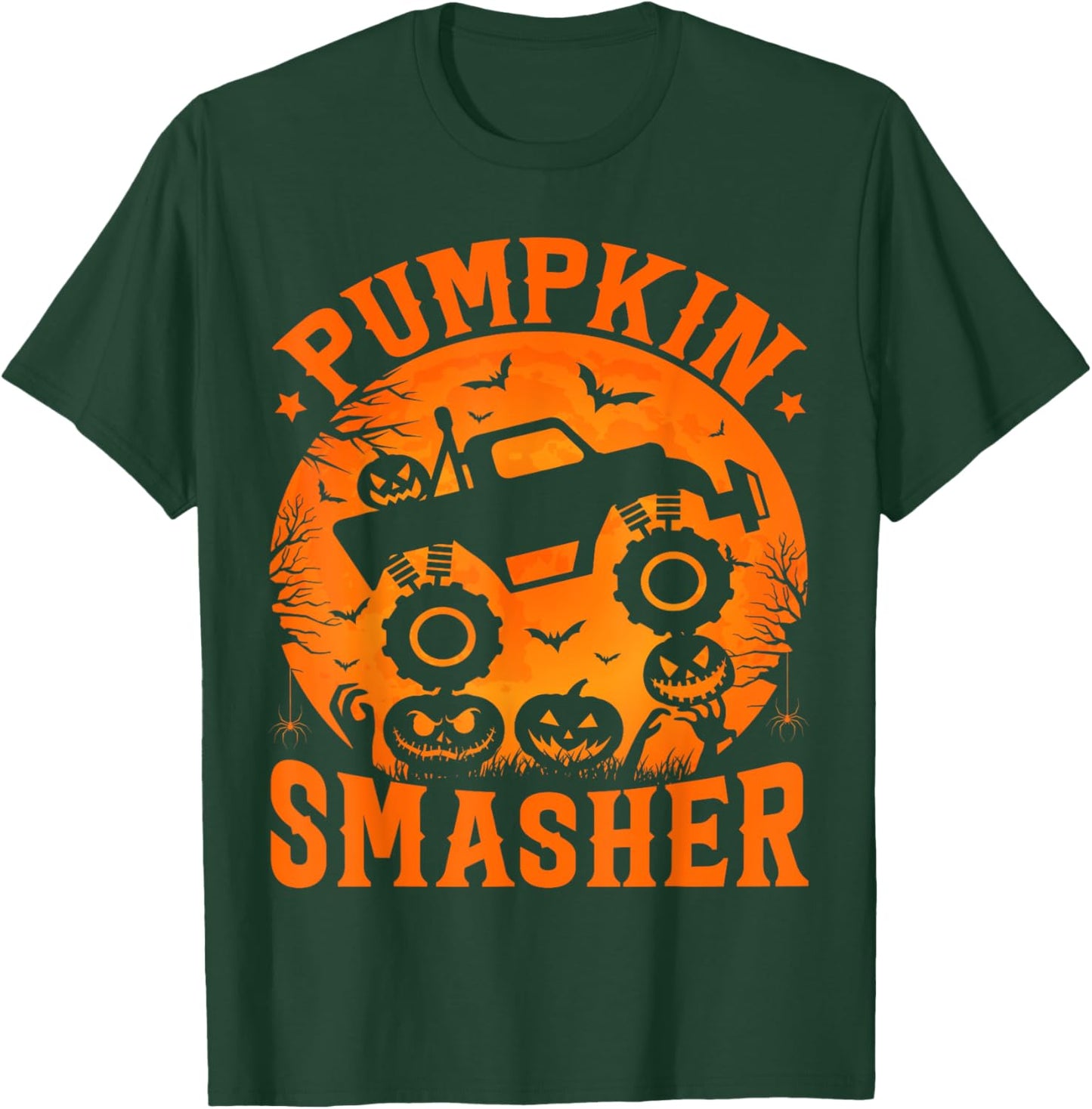 Pumpkin Smasher Halloween Kids Monster Truck Halloween Boy T-Shirt - T-Shirt | Forest