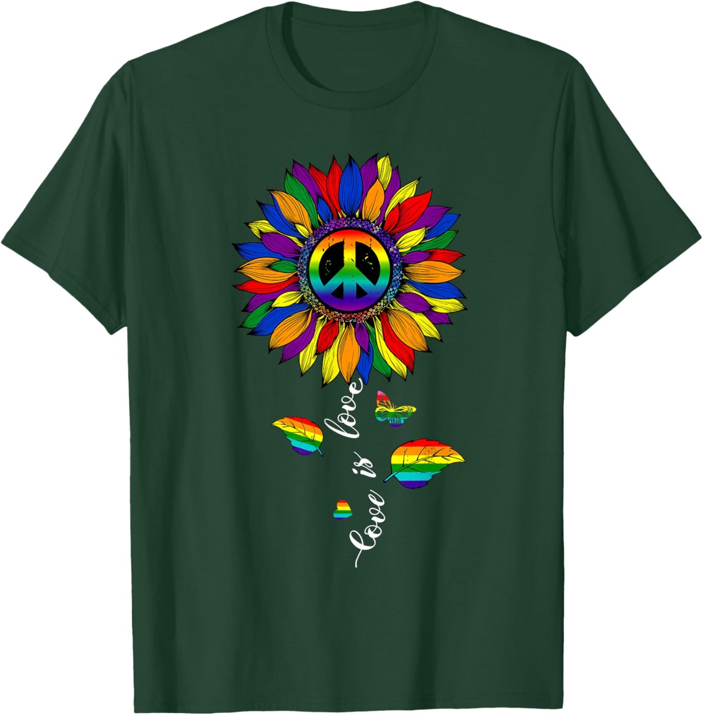 Love Rainbow Sunflower LGBT Gay Lesbian Pride Ally Women T-Shirt - T-Shirt | Forest