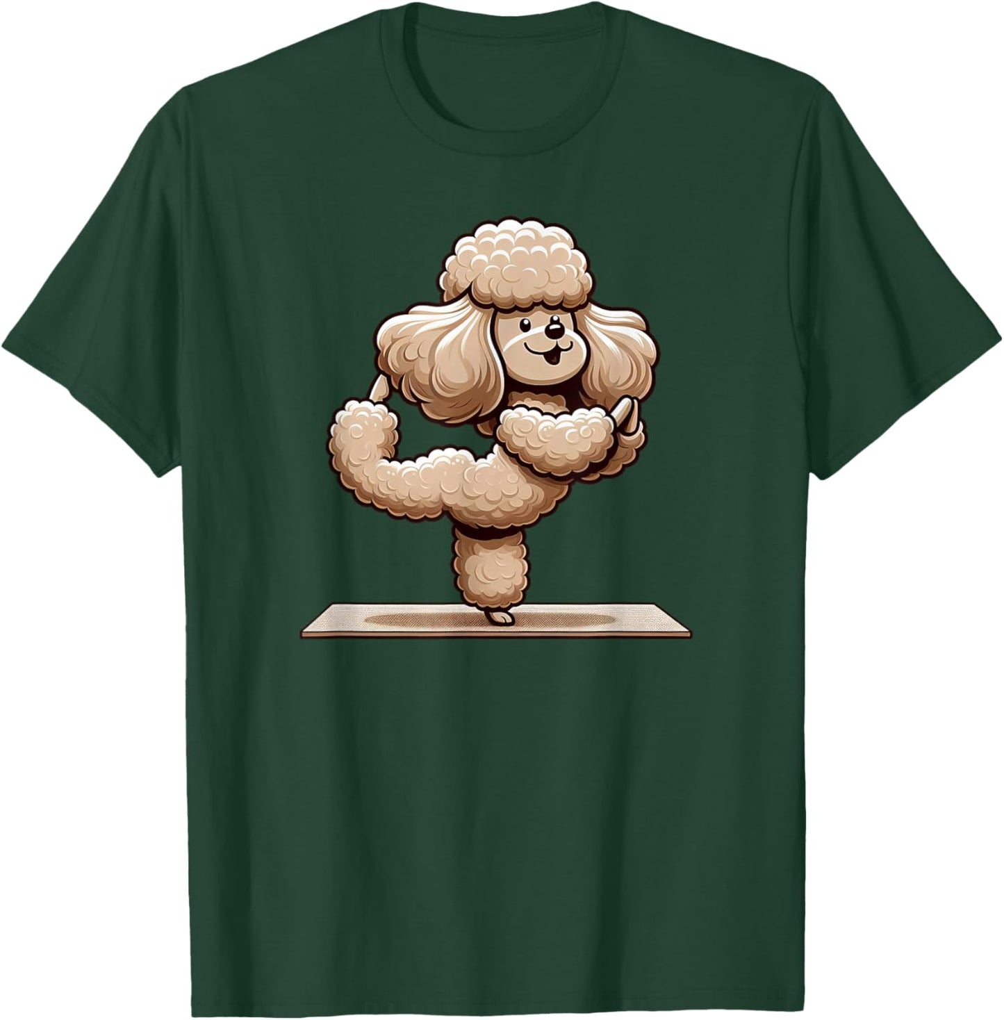 Funny Yoga Poodle Dog Cute Meditation T-Shirt - T-Shirt | Forest