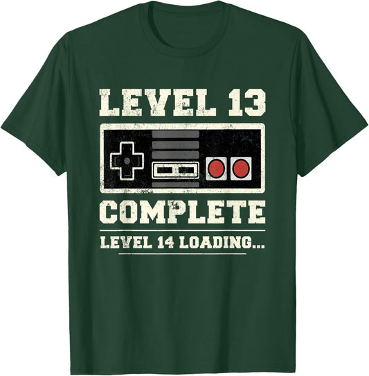 Level 13 Complete Retro Vintage 13th Birthday Gamer Gaming T-Shirt - T-Shirt | Forest