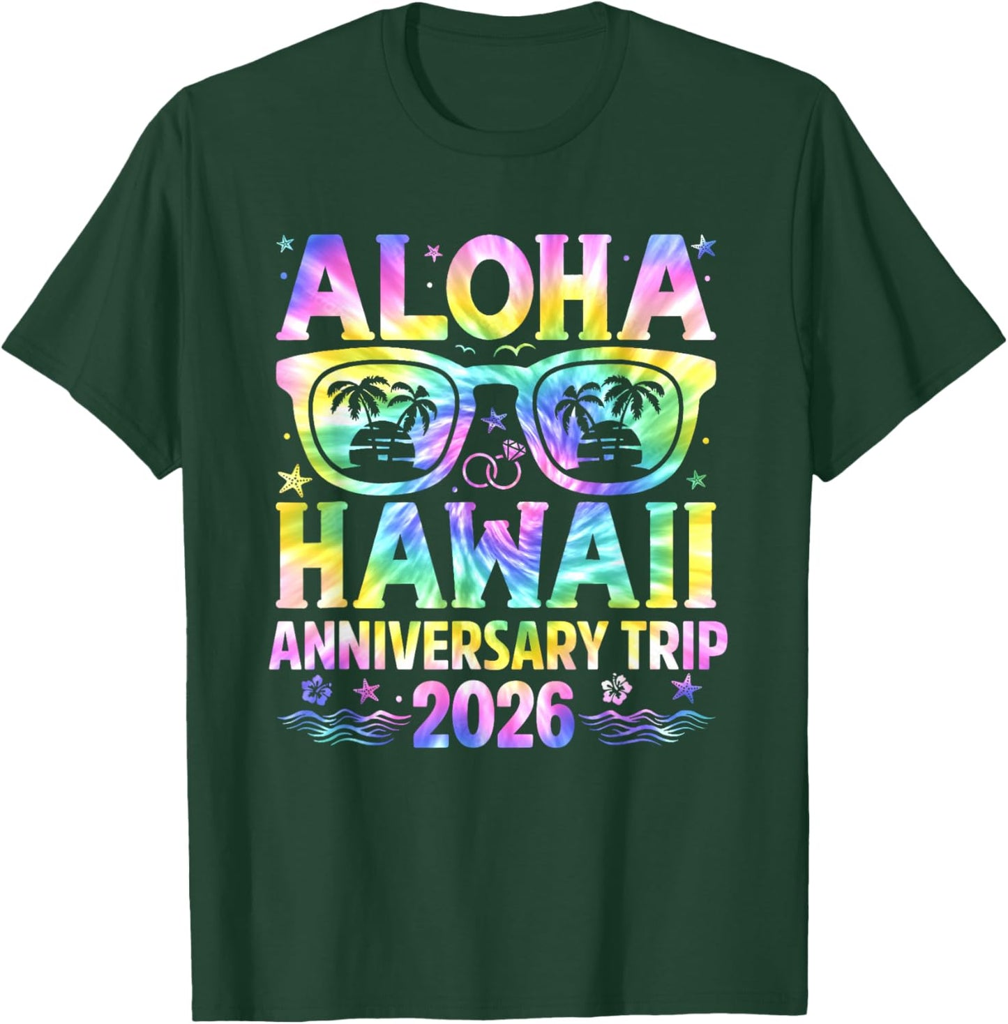 Aloha Hawaii Anniversary Trip 2026 Couple Matching Vacation T-Shirt - T-Shirt | Forest