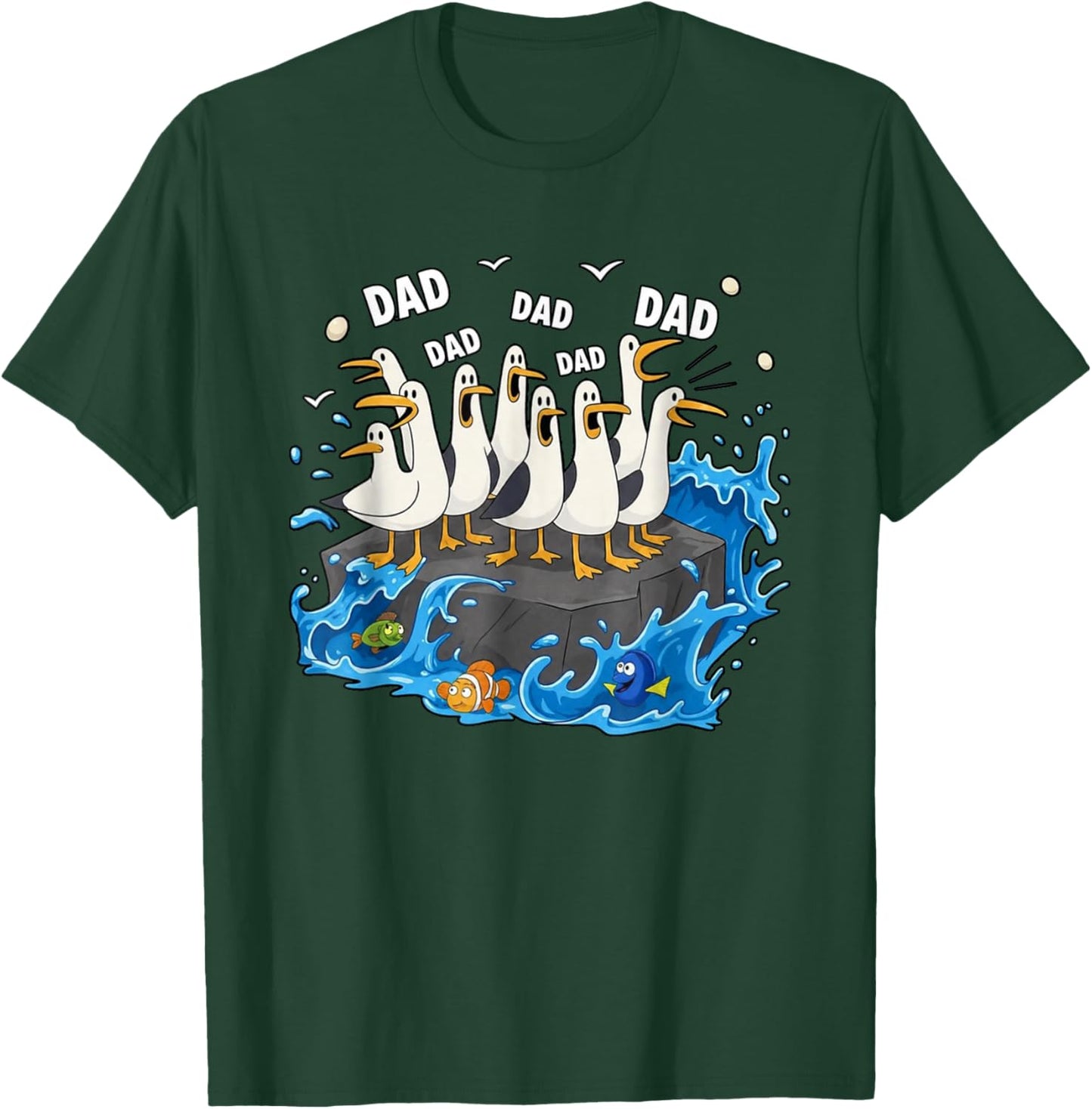 Funny dad Seagull Family Father Lover Design Men Women T-Shirt - T-Shirt | Forest