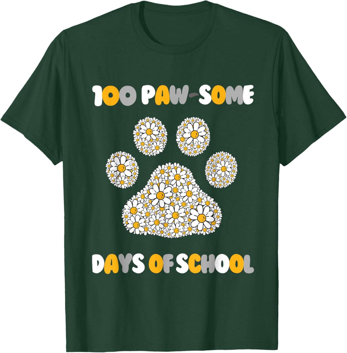 100 Paw-some Days of School Cat and dog 100th Day school T-Shirt - T-Shirt | Forest
