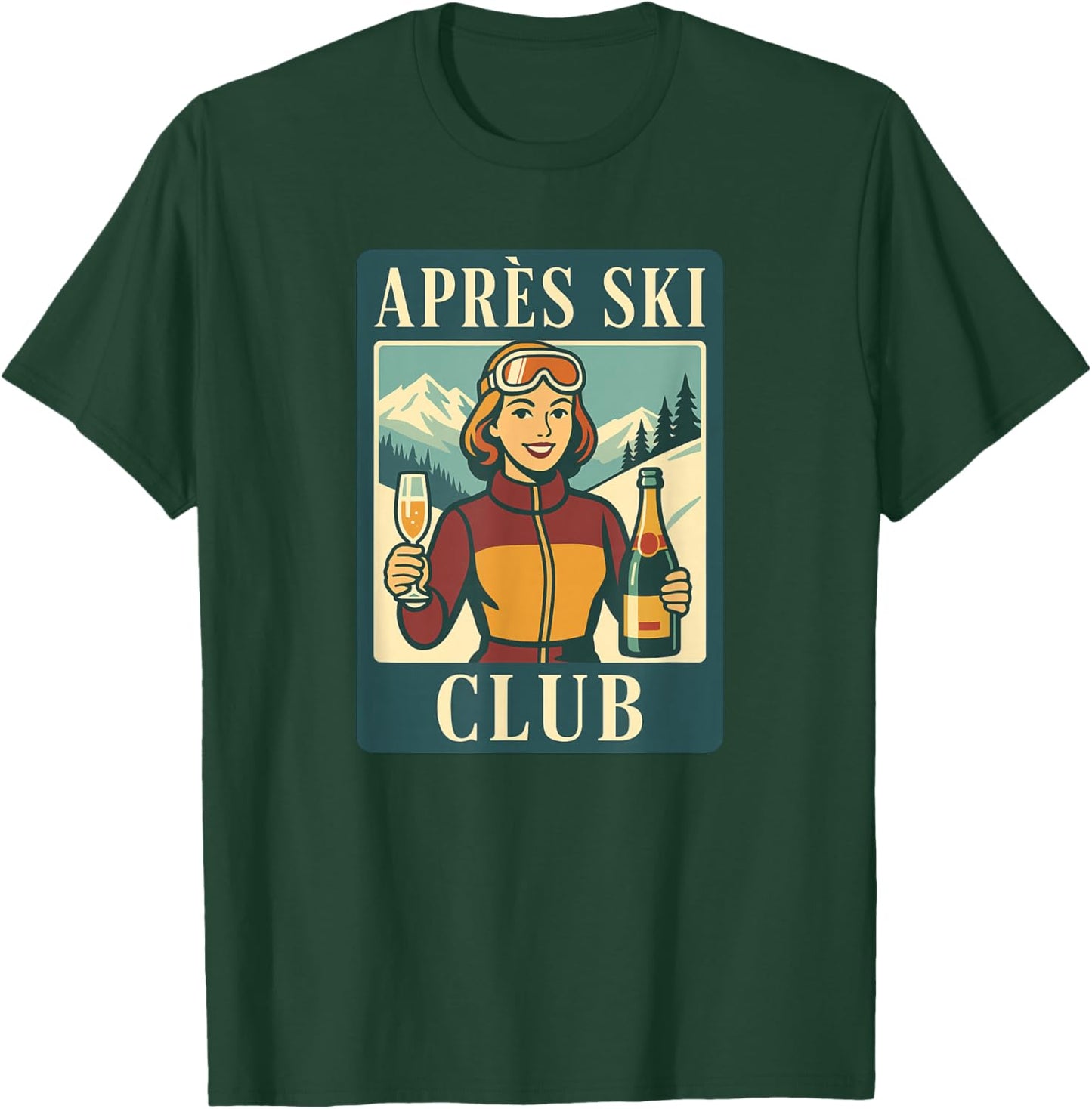 Retro Après Ski Club Ski Holiday Winter Sports T-Shirt - T-Shirt | Forest