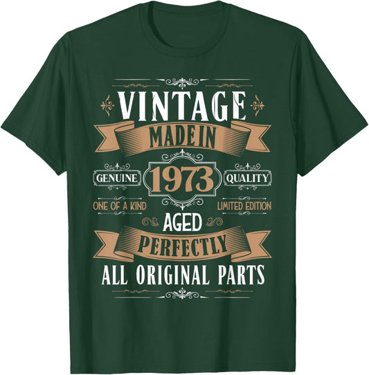 Vintage 52nd birthday men Born 1973 52 years old Bday T-Shirt - T-Shirt | Forest