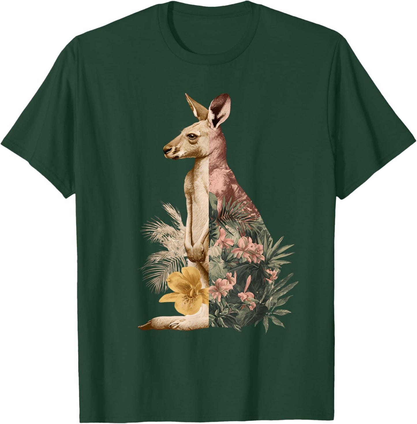 Australian Kangaroo Animal Art Portrait Wallaby Lover T-Shirt - T-Shirt | Forest
