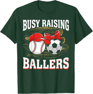 Busy Raising Ballers baseball soccer mom leopard women T-Shirt - T-Shirt | Forest