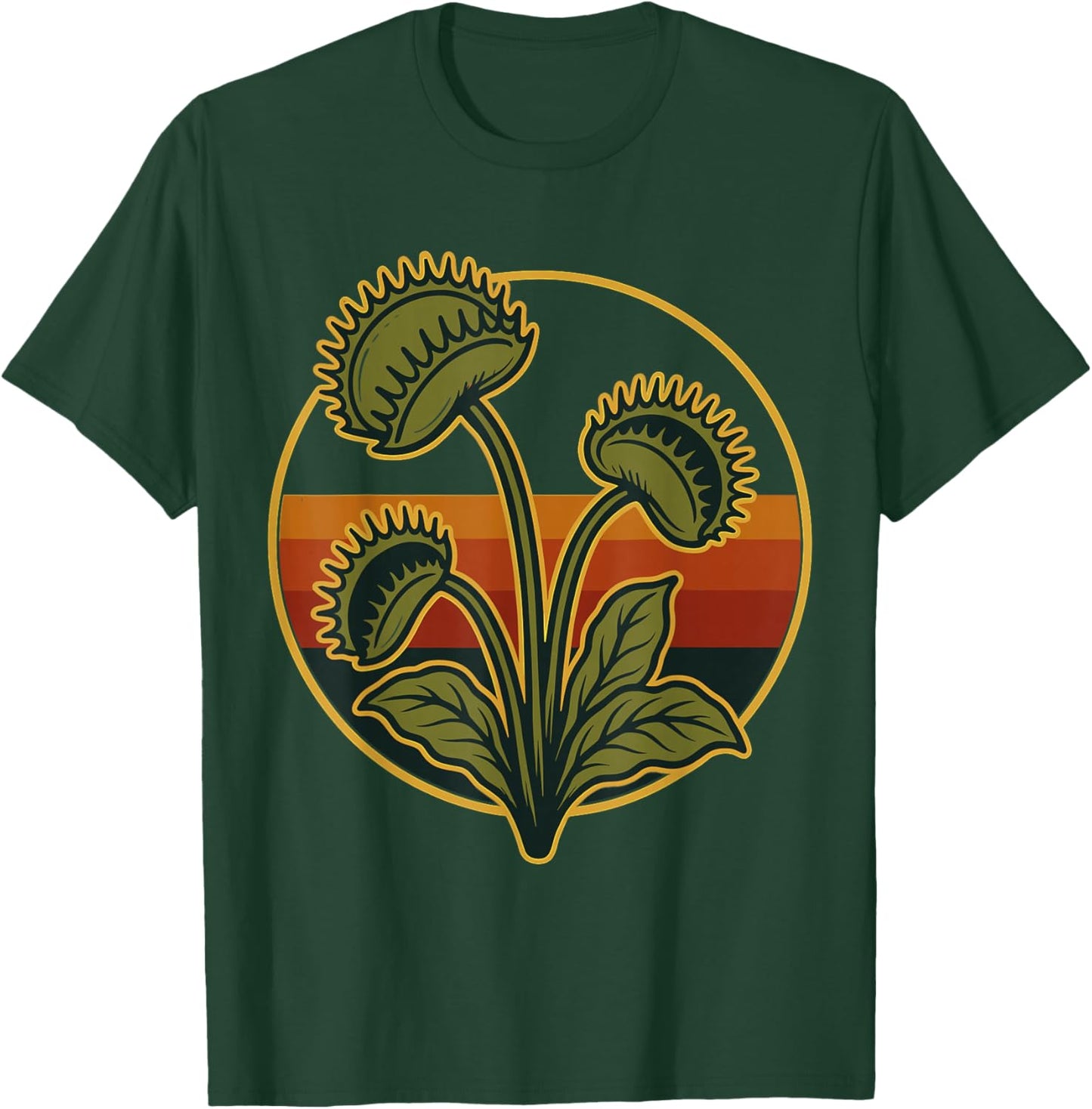 Vintage Venus Flytrap Retro Sunset Carnivorous Plant T-Shirt - T-Shirt | Forest