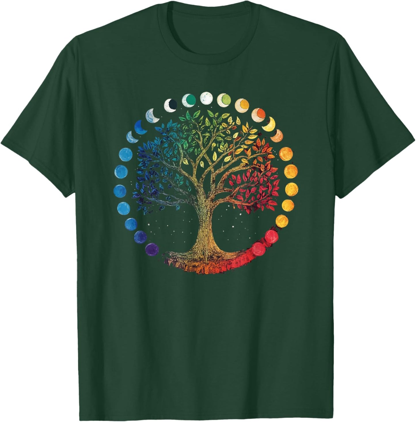 Phases Of The Moon Tree Chakra Yoga Yogi Meditation T-Shirt - T-Shirt | Forest