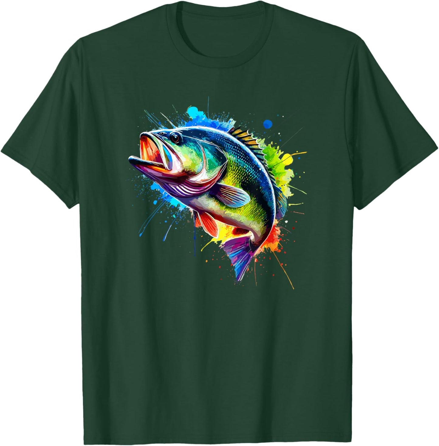 Colorful Splash Art Bass Fish T-Shirt - T-Shirt | Forest