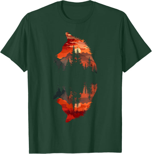 Fox Reflection Foxes Nature Wildlife T-Shirt - T-Shirt | Forest
