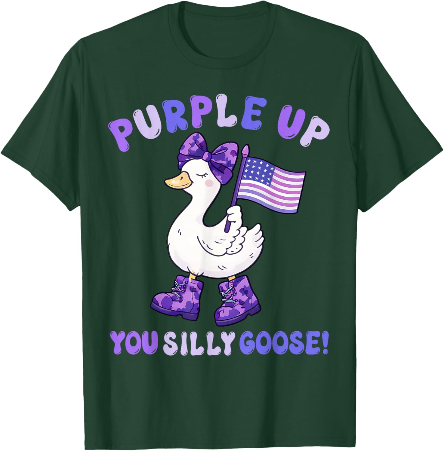 Purple Up Military Kids You Silly Goose Funny Coquette Bow T-Shirt - T-Shirt | Forest