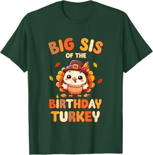 Big Sis of The Birthday Turkey Family 1st Birthday Boy T-Shirt - T-Shirt | Forest