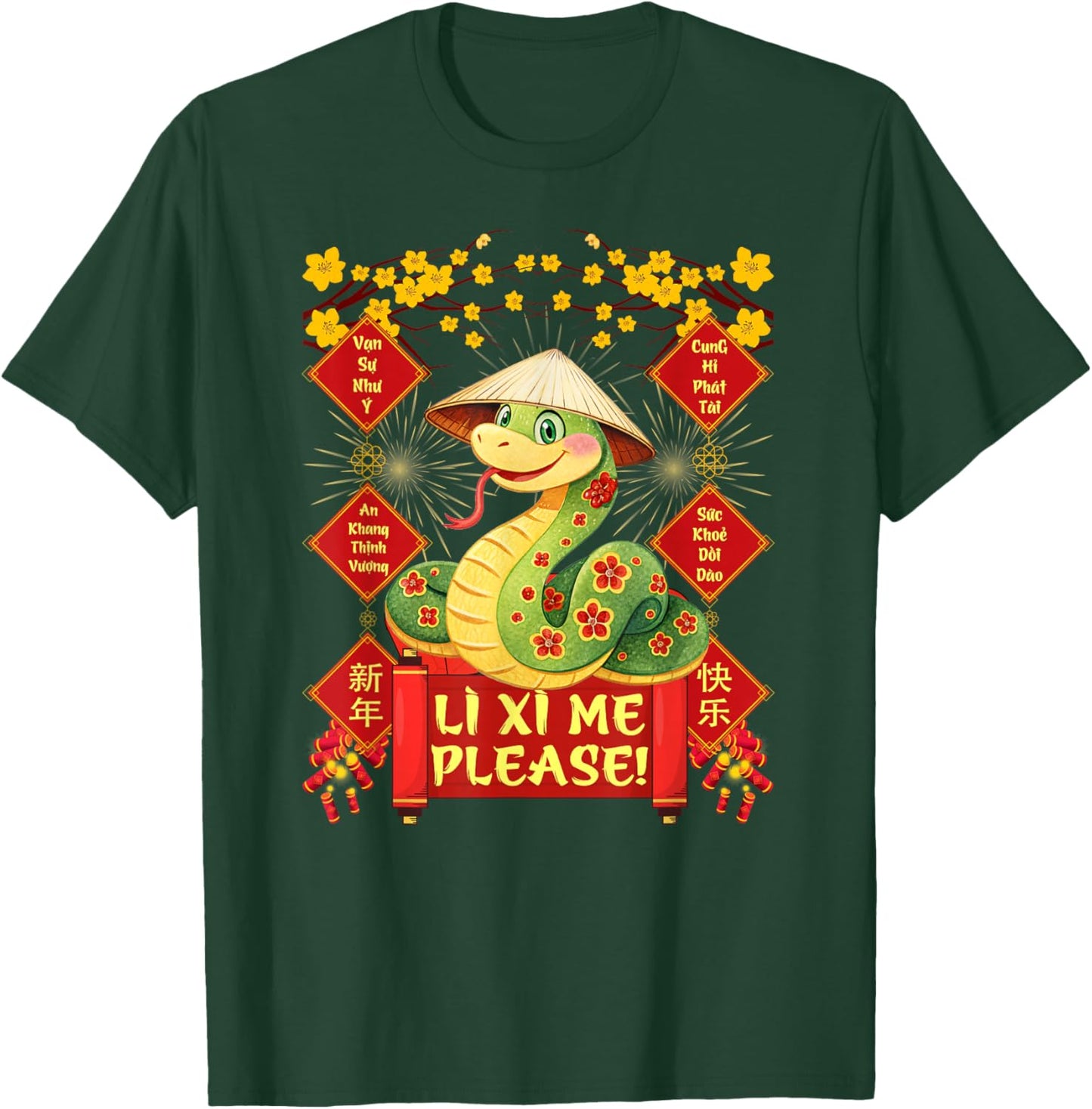 Li Xi Me Please Happy Tet Chuc Mung Nam Moi 2025 Adults Kids Black Small T-Shirt - T-Shirt | Forest
