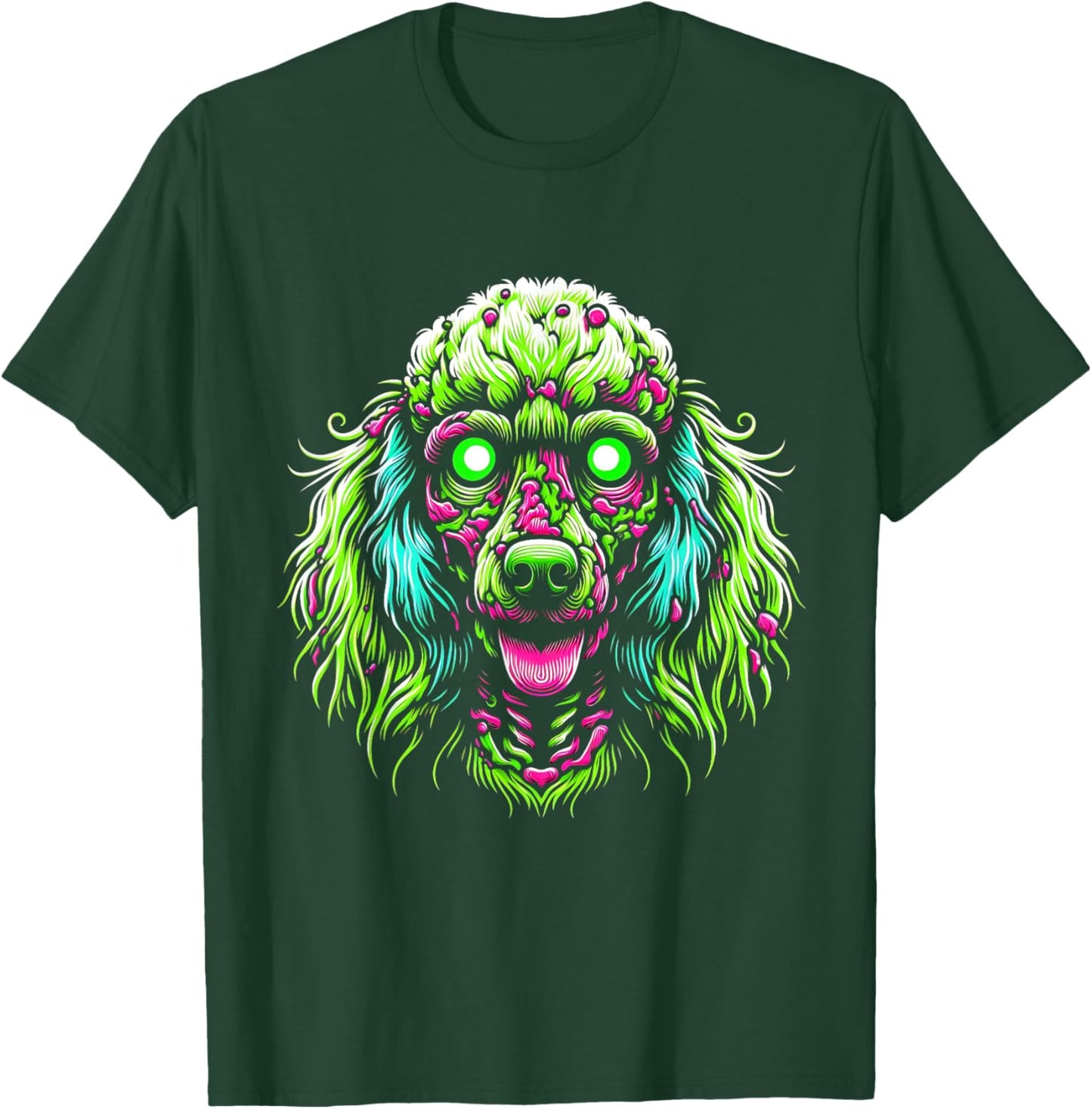 Zombie Poodle Dog Ghost Dark Halloween Horror Skeleton Gifts Men Women Kids T-Shirt - T-Shirt | Forest