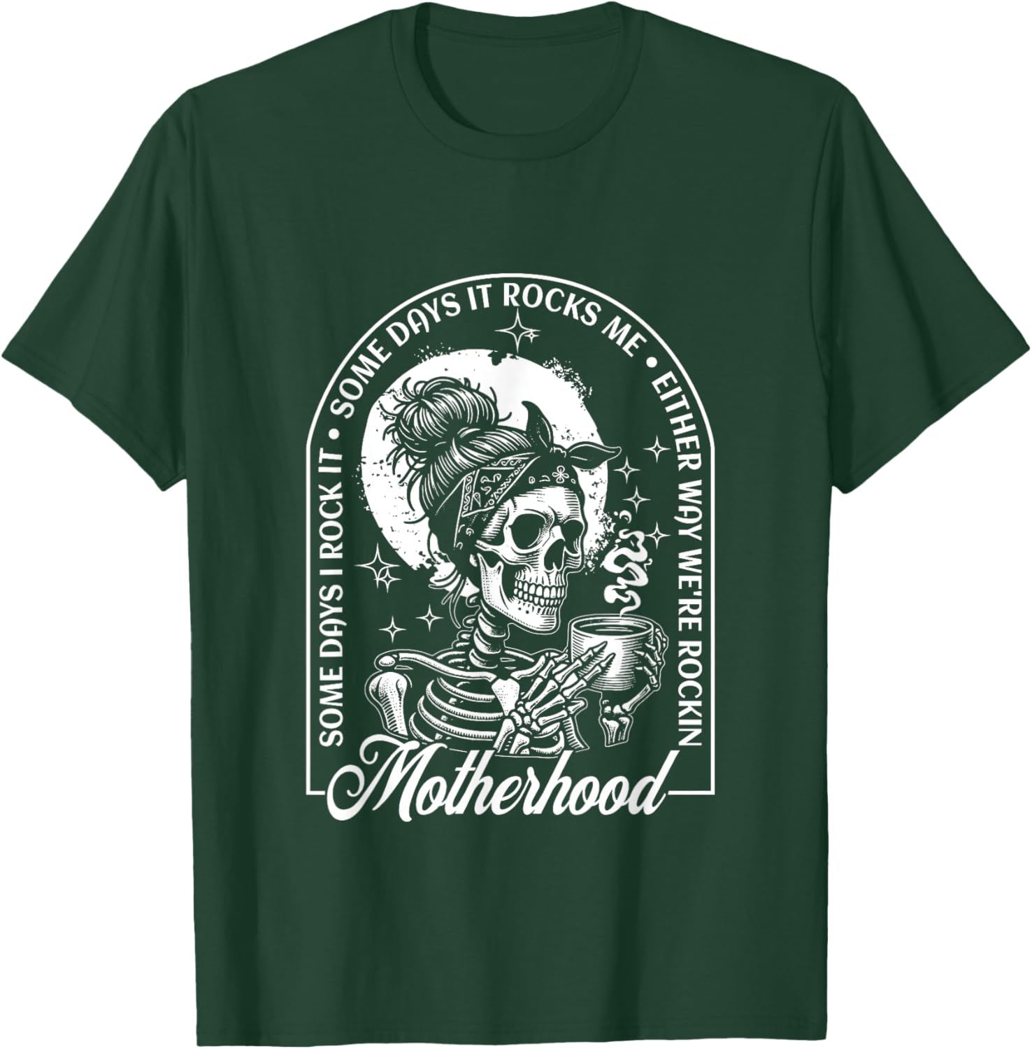Motherhood Some Days I Rock It Some Days It Rocks Me Retro T-Shirt - T-Shirt | Forest