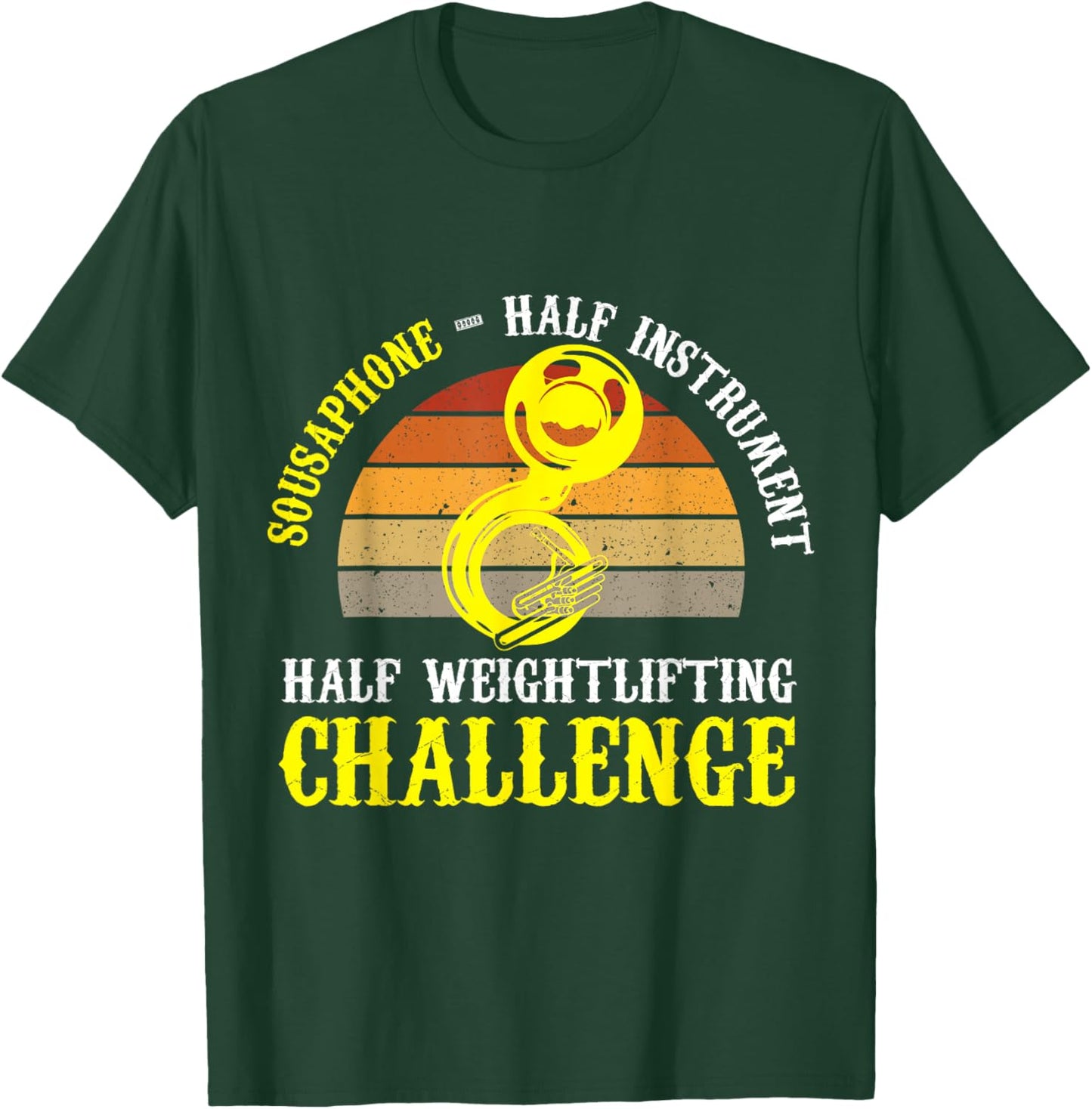 Sousaphone Half Instrument Half Weightlifting Challenge T-Shirt - T-Shirt | Forest