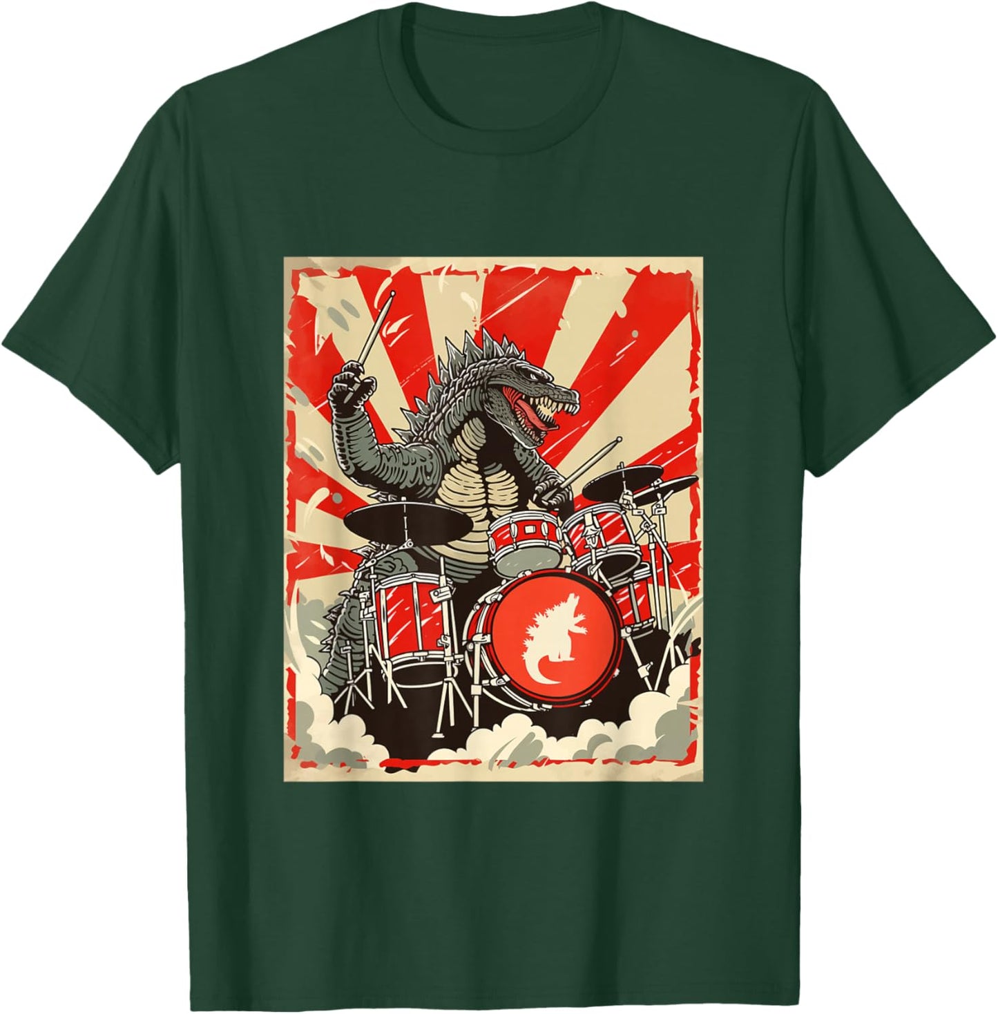 Japanese Monster Kaiju Smashing Drums Music T-Shirt - T-Shirt | Forest