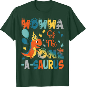 Momma Of The One-A-Saurus 2Nd Birthday Dinosaur Party T-Shirt - T-Shirt | Forest