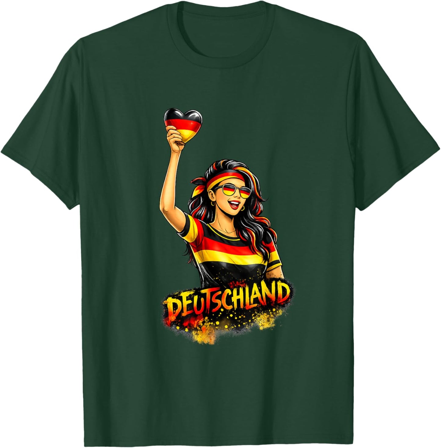 Deutschland Herz Deutsche Flagge Germany T-Shirt - T-Shirt | Forest